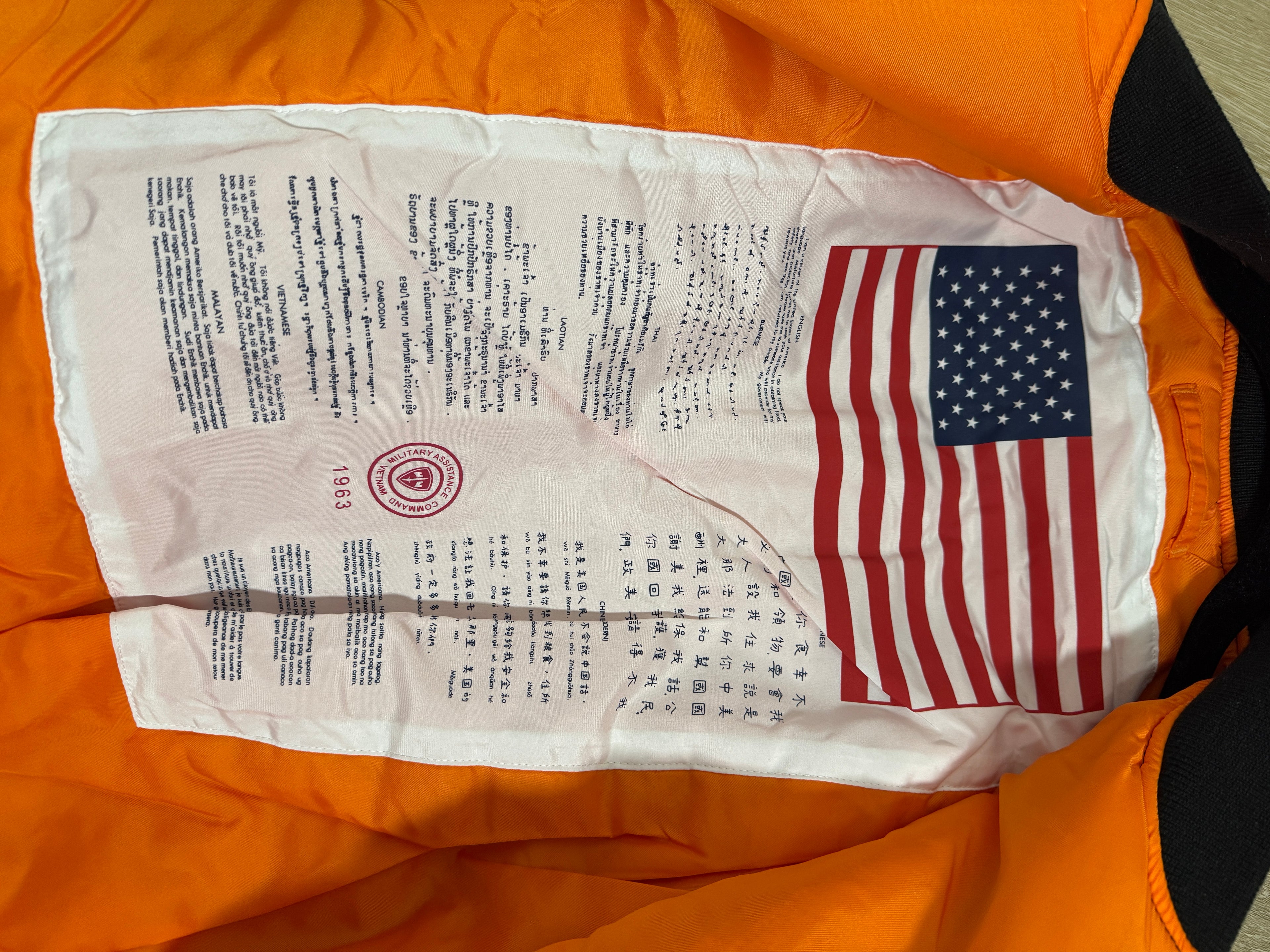 Chaqueta De Piloto Alpha Industries Ma-1 Blood Chit "Nueva"